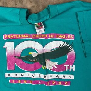 Vintage Fraternal Order of Eagles T-Shirt XXL Fruit of the Loom 1990s 1998 Teal